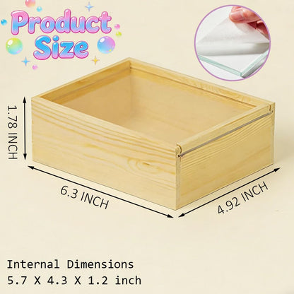 YCOSAN 6 Pcs Unfinished Wood Crafts Boxes, 6.3 x 4.9 x 1.8 Inch Small Rectangle Crates Wooden Box with Lid for DIY Birthday Party Gift Supplies