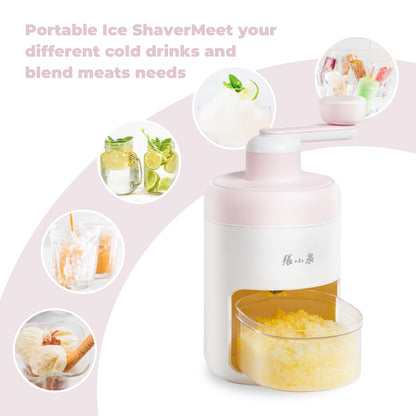 Manual Ice Shaver Hand Crank Ice Crusher, Snow Cone Machine with Ice Trays, BPA Free, Ideal for Home & Camping Use