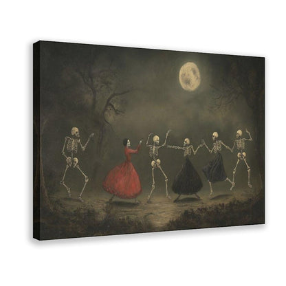 SWDXA Dancing Skeletons Halloween Spooky Decor Canvas Poster Wall Art Prints Room Aesthetic Murals Bedroom And Living Decorations 12" L X 18" W