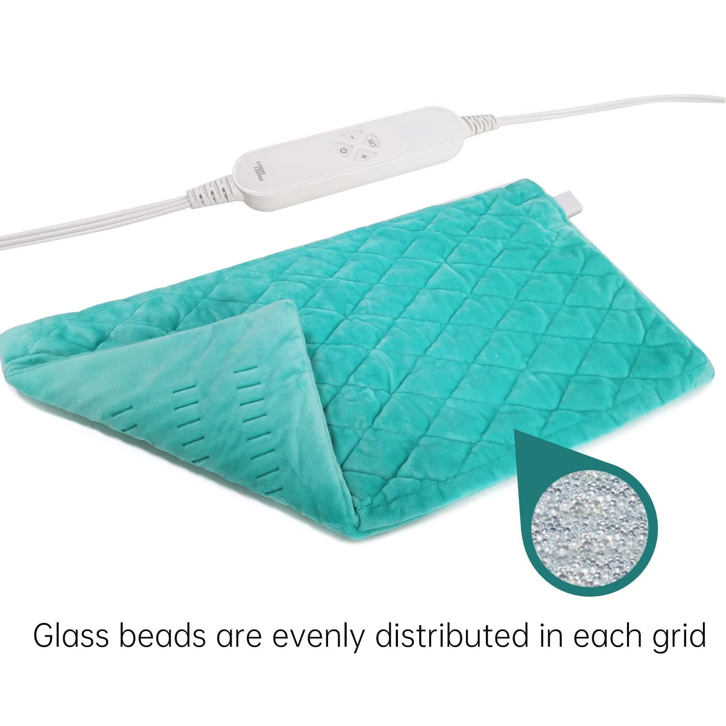 GOQOTOMO Full Weighted Electric Heating Pad for Back/Waist/Abdomen/Shoulder/Neck Pain and Cramps Relief - 2.3 lb Weighted with Auto-Shut Hot Heated Pad(12 * 24", LB002) Blue&White Grid