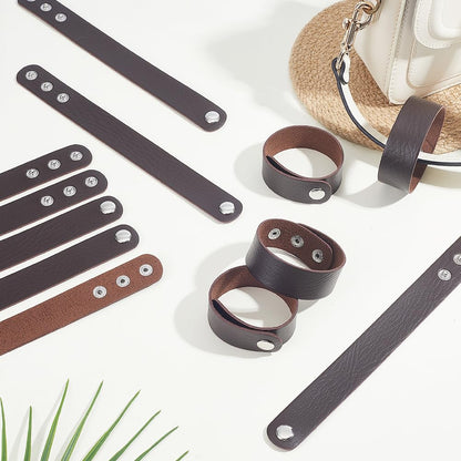AHANDMAKER 12Pack Brown Leather Bracelets DIY Craft Wristbands Snap Kits PU Leather Snap Bracelets Wristband Craft for Men Women Jewelry Making Handmade Gifts Supplies