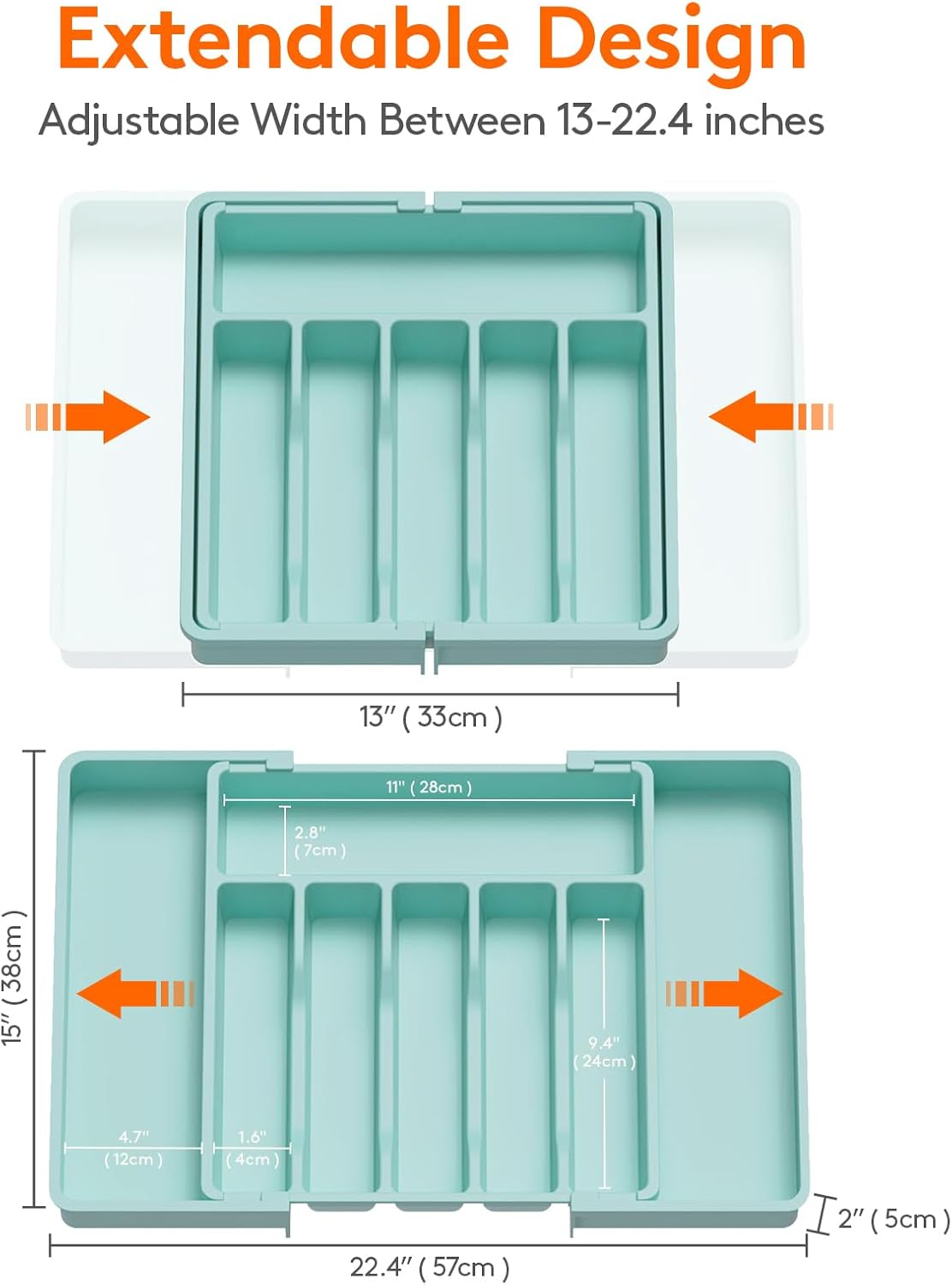 Lifewit Silverware Drawer Organizer | Expandable Utensil Tray for Kitchen, BPA Free Flatware Holder, Adjustable Storage