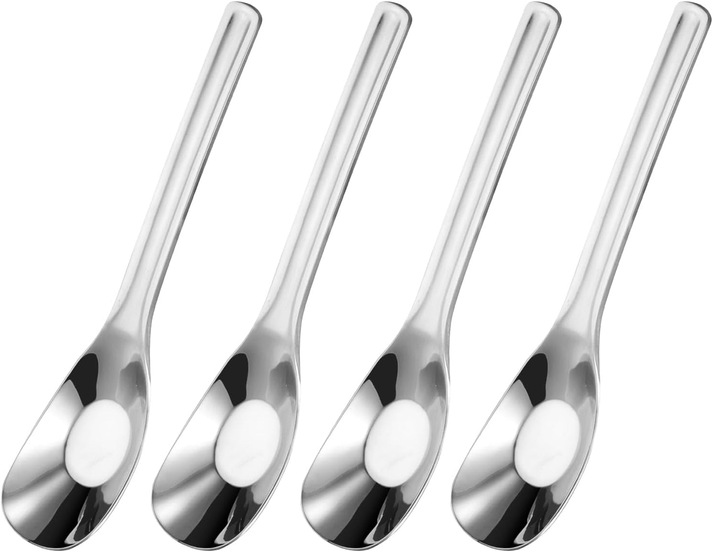 uxcell 4pcs 9.9 Inches Stainless Steel Soup Spoons for Dessert, Cereal, Dumplings, Wontons, Silver Tone