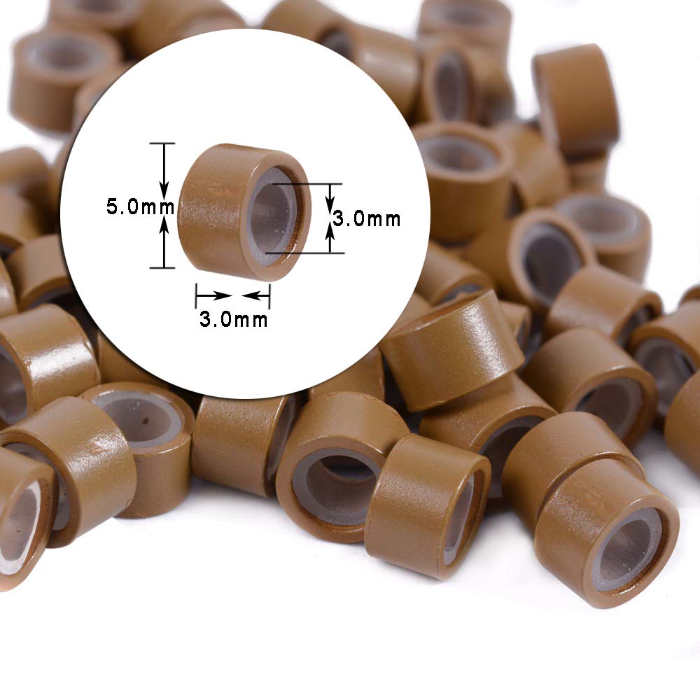 2500 Pcs/lot Silicone Lined Micro Links Ring Beads Hair Feather Extensions 5.0X3.0X3.0mm Hair Beads