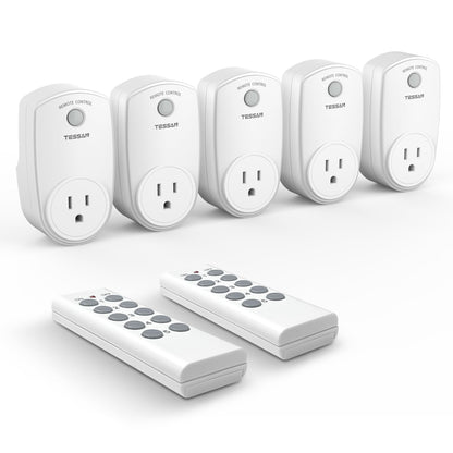3 Pack Remote Control Outlet, TESSAN Wireless Electrical Plug Switch for Lights, Lamps, Fans, 100ft RF Range Indoor On/Off Switch, 1200W (1 Remote + 3 Outlet)
