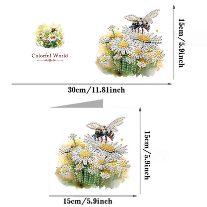 LSQFS 6 PCS Diamond Painting Greeting Cards, Daisy & Bee Floral Diamond Art Kits for Adults with Envelopes, 5.9x11.81in DIY Gem Art Craft Kit for Birthday, Thank You, Mother's Day & All Occasions
