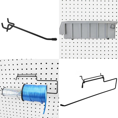 G.CORE Peg Board Organizer 21 Pack, Pegboard Accessories with Baskets Cups Hooks - 1/8" & 1/4" Peg Board Wall Tool Organizers, Utility Holders & Hangers for Garage Craft Workbench (Black & Black)