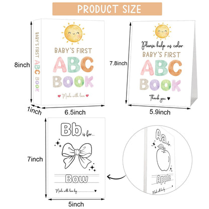 Baby's First ABC Book Baby Shower Activity, Boho Sun Baby Shower Guest Book Alternative with Alphabet Coloring Pages, Educational Keepsake & Activities, Sunshine Baby Shower Games Craft Kit