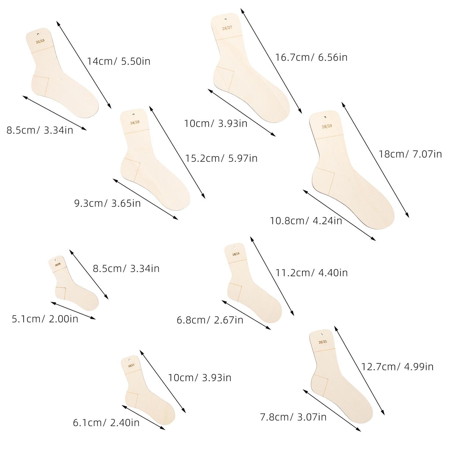 SEWACC 16pcs Sock Blockers for Knitting Sock Stretchers Stocking Display Forms for Crochet Knitting Accessories Home Craft Supplies