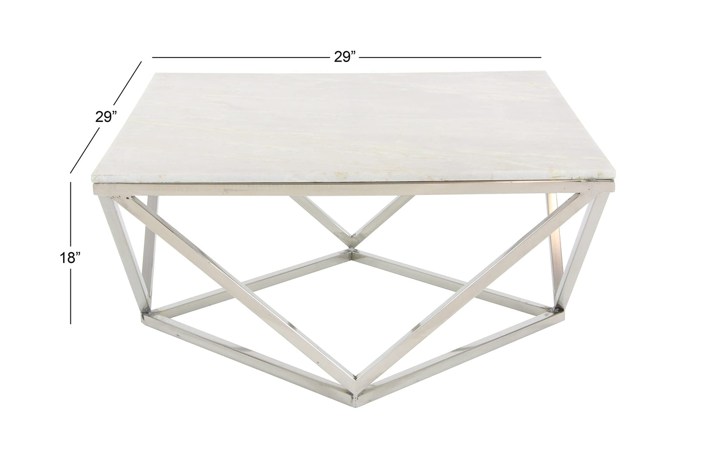 Deco 79 Ceramic Accent Table with Marble Top, 29" x 29" x 18", White