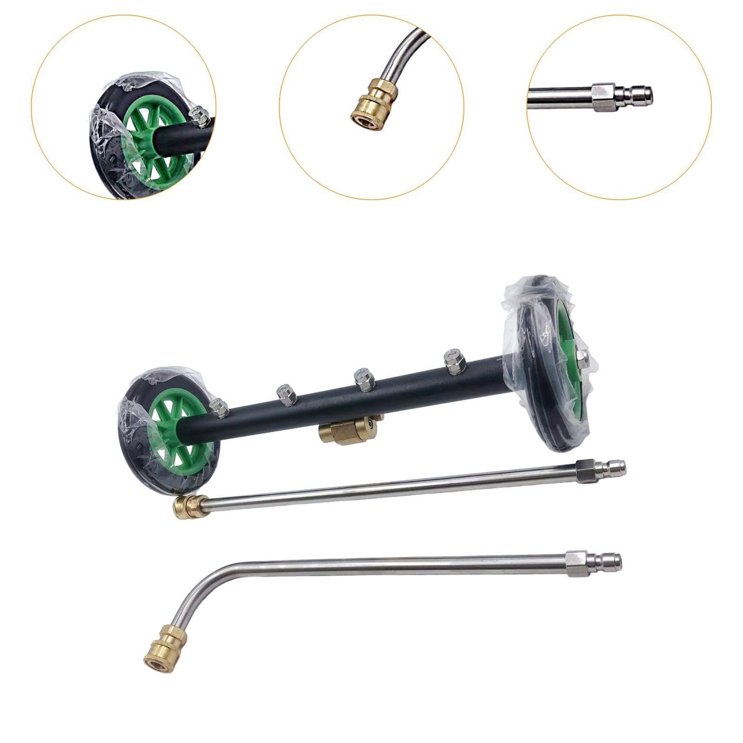TRELVEX Undercarriage Cleaner Underbody Car Wash Water Broom, Surface Cleaner Attachment Pressure Washer for Patio RV, with 2 Poles