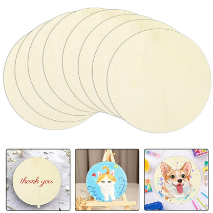 ISUSSER 20Pcs 8 Inch Wood Rounds for Crafts, Unfinished Wood Circles Discs Blank Wood Signs to Paint, DIY Supplies, Home Christmas Halloween Decorations