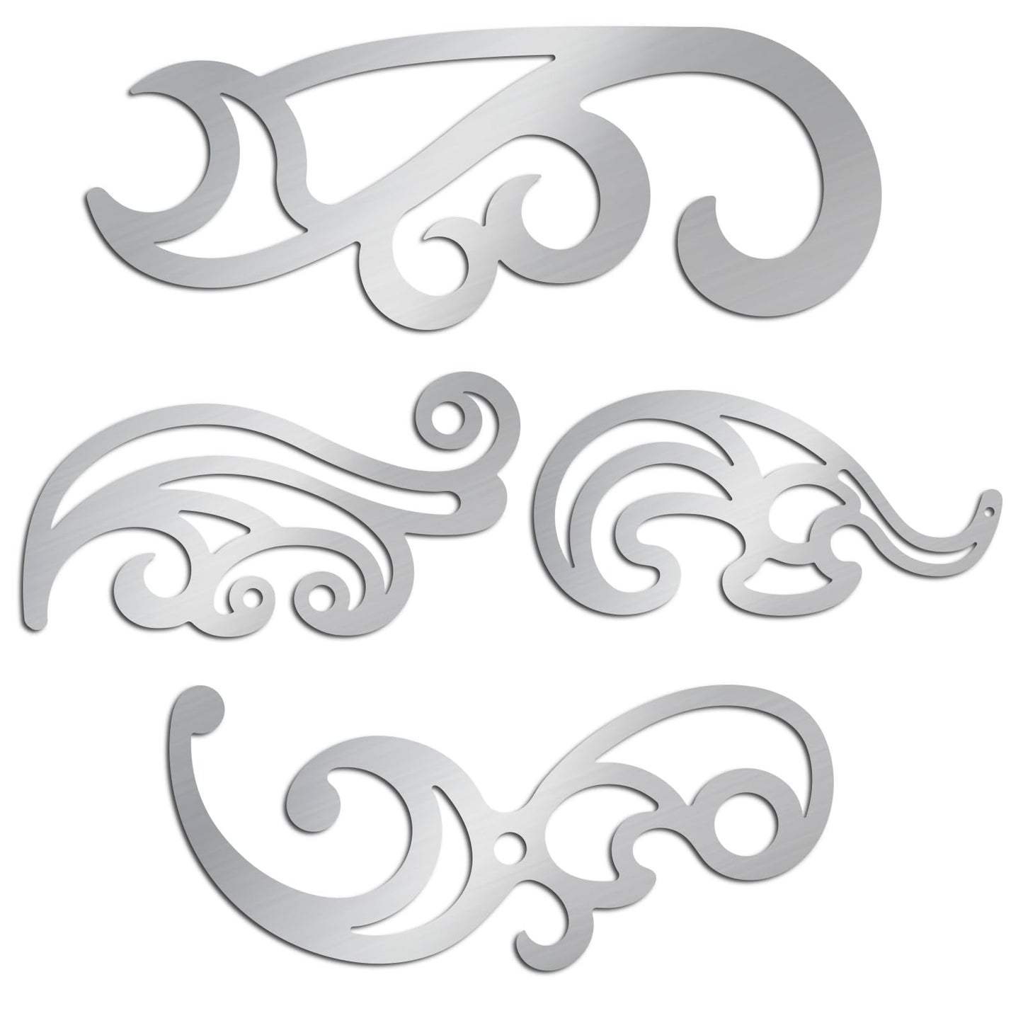 ORIGACH 4 Pcs Stainless Steel French Curve Ruler Metal Drafting Stencils Stainless Steel Template Rulers for Leather Sewing DIY Craft Supplies