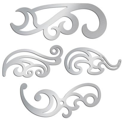 ORIGACH 4 Pcs Stainless Steel French Curve Ruler Metal Drafting Stencils Stainless Steel Template Rulers for Leather Sewing DIY Craft Supplies