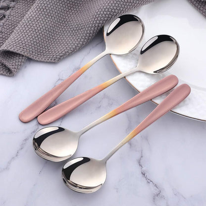 Buyer Star Bouillon Spoon Sets, 7-Inch Round Soup Spoons, Stainless Steel Finished Table Dinner Spoons