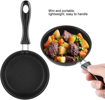GOWENIC Egg Mini Frying Pan, Black, 12cm Household Small Kitchen Cooker for Frying Eggs