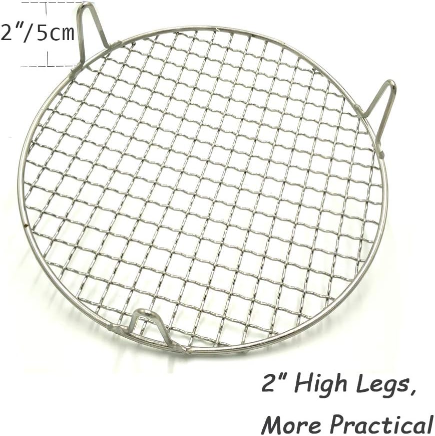Round Barbecue Wire Rack with 2" Height Legs Dia 9.5" - Multi-Purpose Grill Cooling Rack for Airfryer