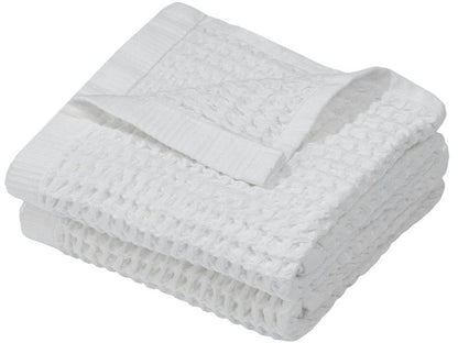 DEMMEX Organic Cotton Waffle Turkish Hand Towels for Bathroom & Kitchen, Large 20x30 in, 100% Oeko-TEX Certified Ultra Soft Turkish Cotton, Lightweight Quick Dry Waffle Weave, Set 2 (Crisp White)