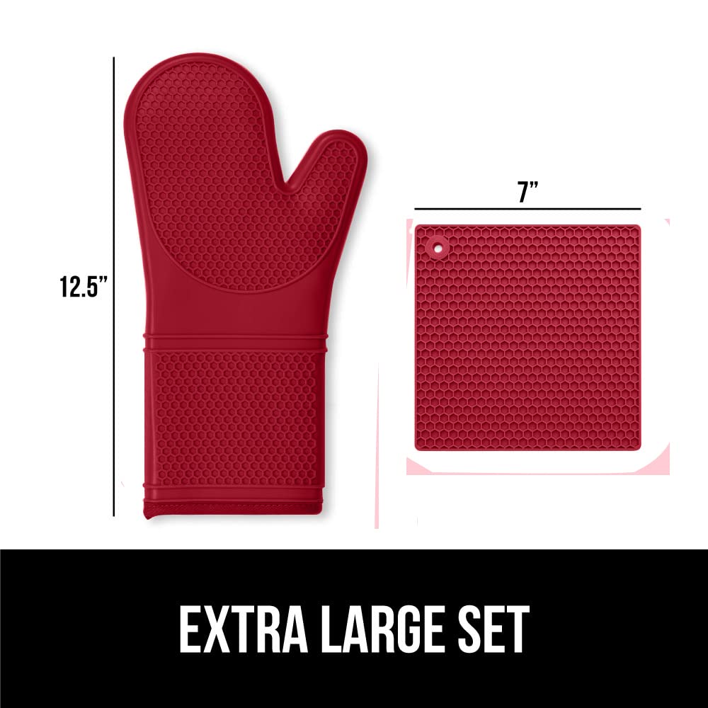 GORILLA GRIP BPA-Free Soft Silicone Oven Mitts and Pot Holders Sets, Heat Resistant Waterproof Cooking Gloves, Thick Cotton Lining, Flexible Gripping for Baking Grilling, Kitchen Trivets, Turquoise