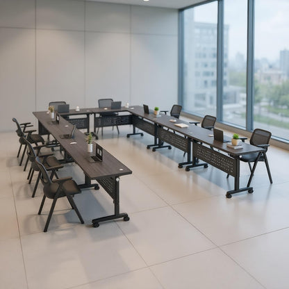 rzoizwko 4 Pack Folding Conference Table with Wheels,Heavy-Duty Flip-Top Foldable Conference Training Table System,Rolling Conference Room Tables for Office, Classroom Meeting Rooms