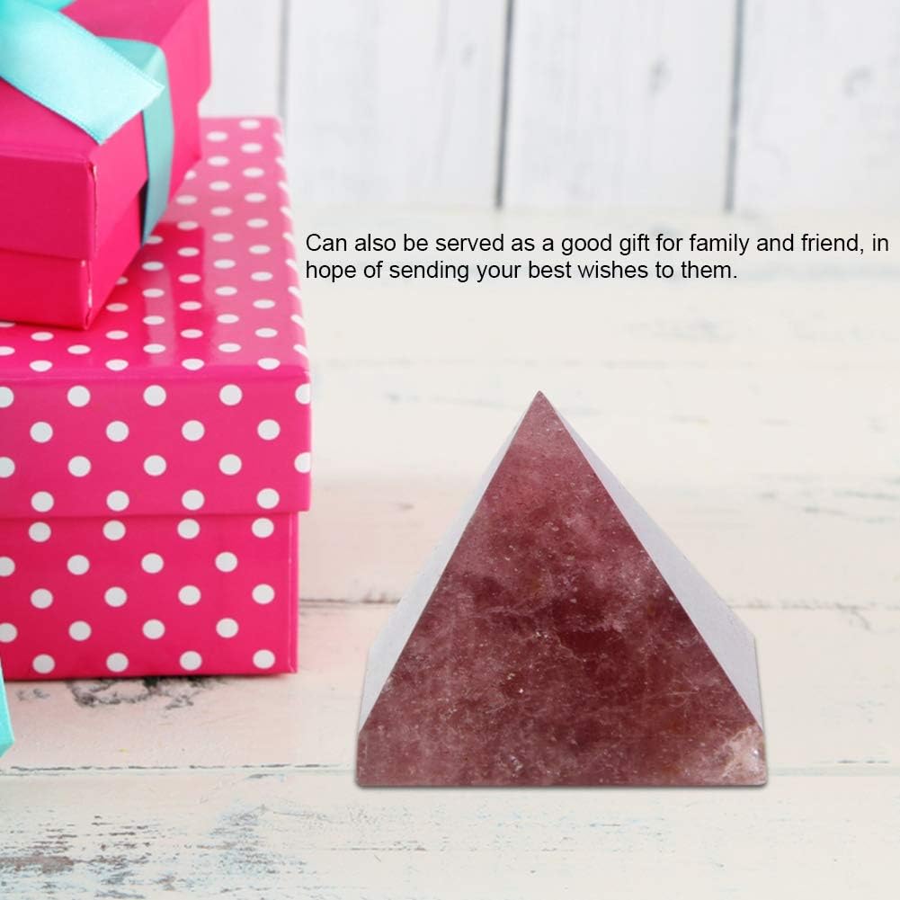 AUNMAS 3cm Quartz Pyramid, Small Strawberry Crystal Love Addition Reiki Stone Energy Tower for Home Office Decoration