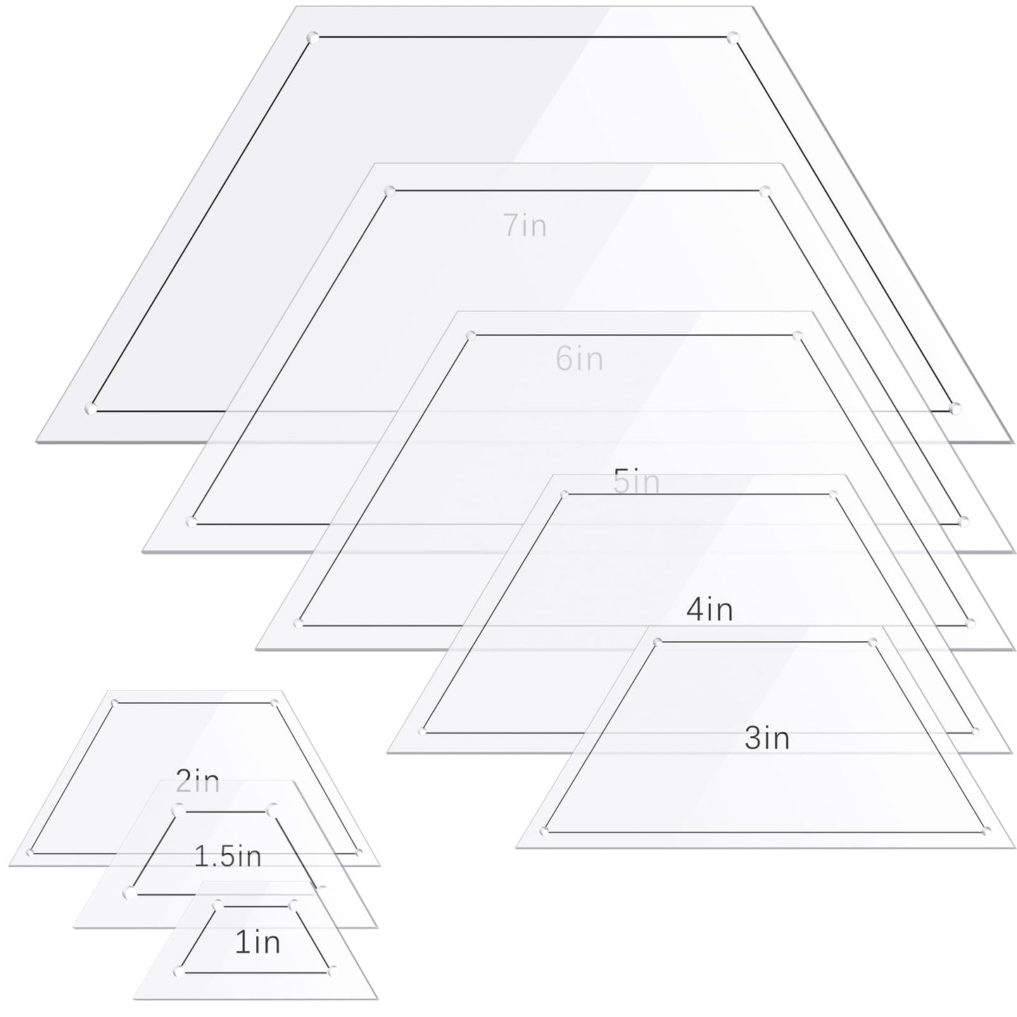 Kigley 8 Pcs Half Hexagon Quilting Templates and Rulers 1/1.5/2/3/4/5/6/7 Inch Acrylic Quilting Ruler with 1/4 Inch Seam Allowance for Cutting Pattern DIY Sewing Craft(Clear)