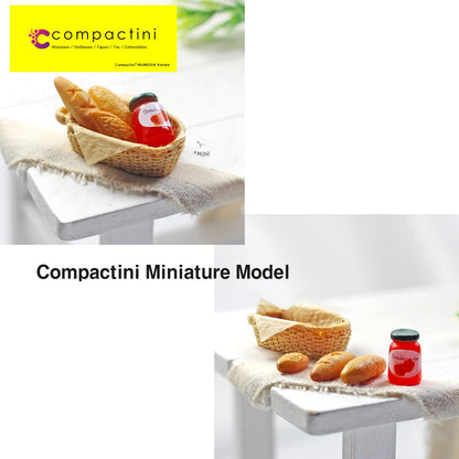 COMPACTINI Miniature 6P Set Model 1:12 Scale Set Dollhouse Accessories Picnic Miniature Bakery Baguette Bread Jam Basket Miniature Doll Party Play Accessories