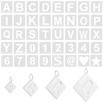 moheaaei 144 Pcs Letter and Number Stencils 4 Sizes, Reusable Plastic Letter and Number Stencils for Craft Projects, Alphabet Templates for Painting on Wood, Walls, Signs (2.5,3,4,5inches, White)
