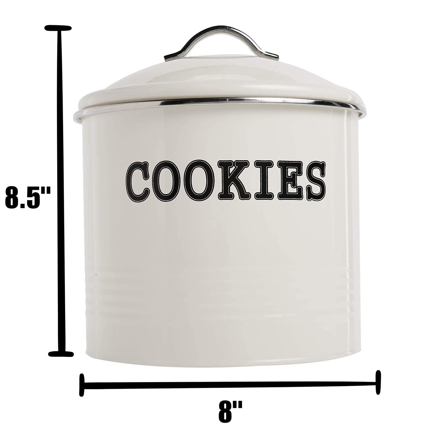 JOEY'Z Large 1.25 Gallon Airtight Cookie Jar with Lid - Large Cookie Jars with Lids, Ivory Counter Decorative - Makes a Great Dog Treat Jar