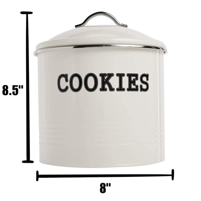 JOEY'Z Large 1.25 Gallon Airtight Cookie Jar with Lid - Large Cookie Jars with Lids, Ivory Counter Decorative - Makes a Great Dog Treat Jar