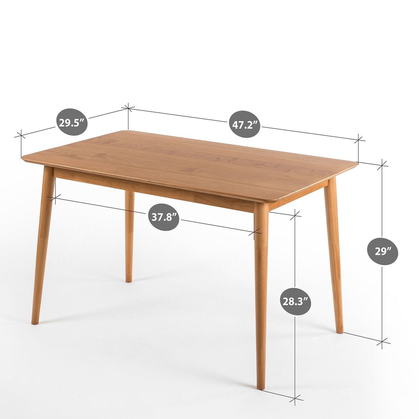 ZINUS Jen 47 Inch Dining Table, Solid Wood Kitchen Desk, Easy Assembly, Natural Brown