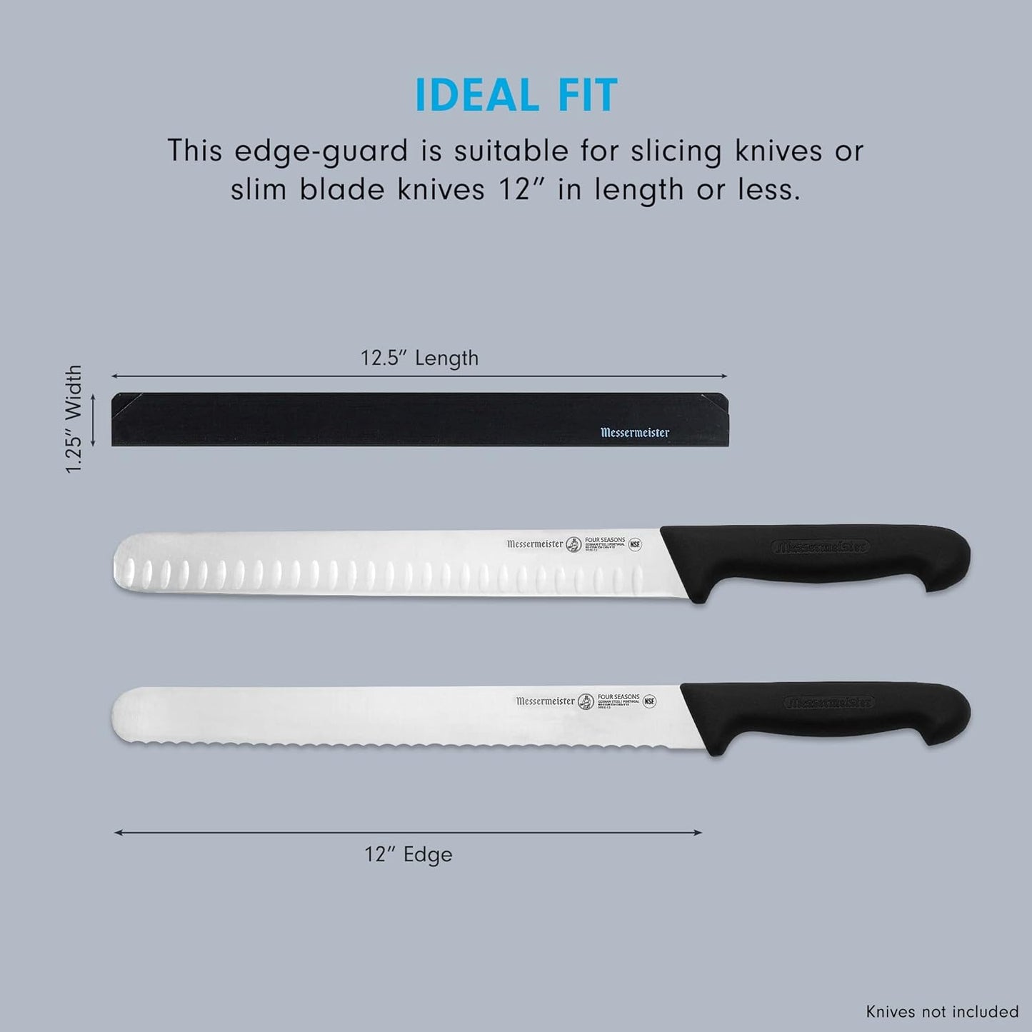 Messermeister 12” Slicer Edge-Guard, Black - Functional Knife Protector for Slim-Blade Knives