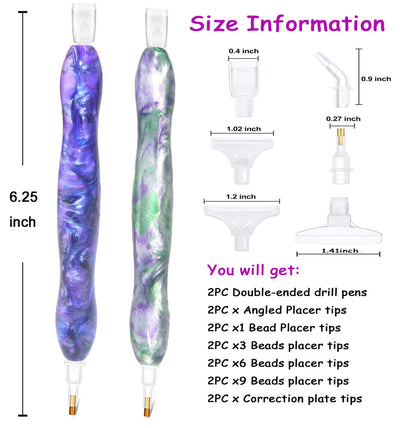 Praise V Do 2PC Diamond Painting Art Drill Bead Dotting Gem Dot Pen Accessories Picker Tools Kit for Adult, Nail Art Embroidery Decoration Stylus (Purple Orchid)