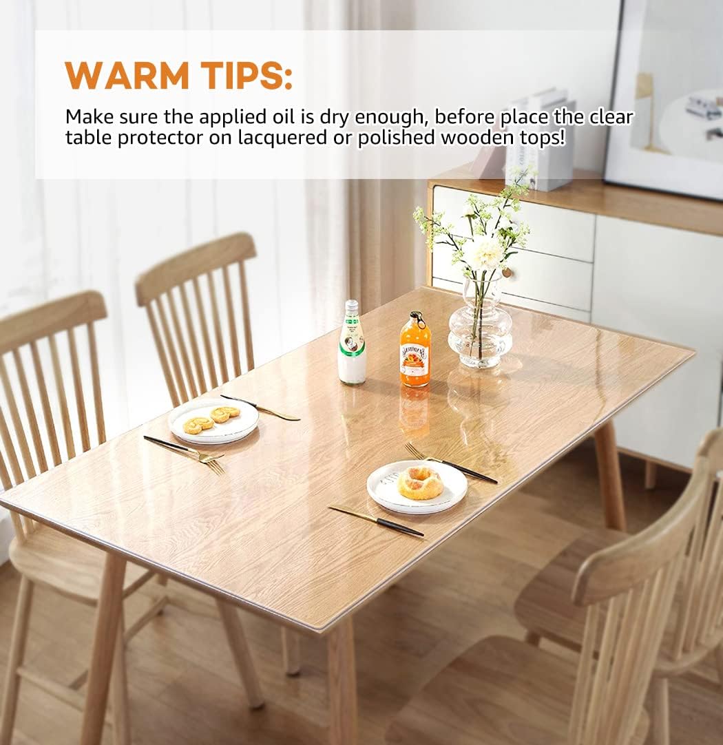 24x66 Inch 1.5mm PoPoTo Clear Desk Pad Cover Protector Dining Room Table Cover Clear Plastic Tablecloth Protector Clear