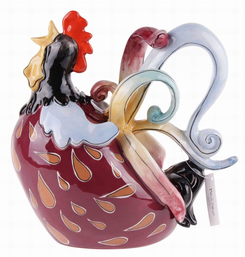 Blue Sky Ceramics Ceramic Teapot Tea Pot Diggory Basso Chicken Rooster