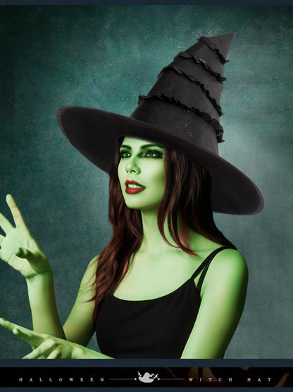 TOPORTY Halloween Witch Hat Black Witches Wizard Hats Elphaba Hat for Halloween Costume Dress up Party Supplies