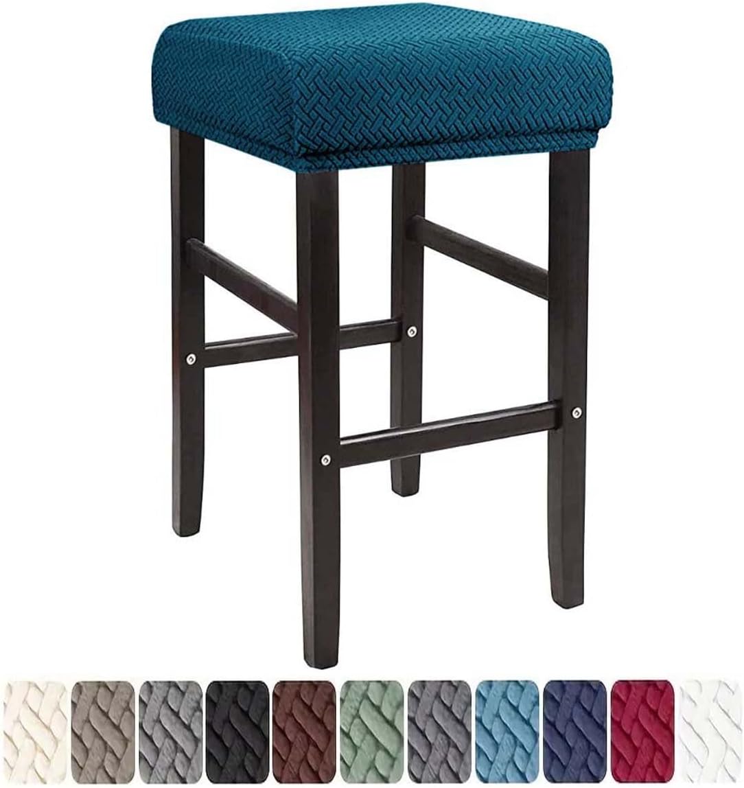 LIULIWEIFA Set Counter 4pcs Bar Stool Slipcover - Rectangle Saddle Cushion Covers, Stretch Vanity Stool Chair Covers