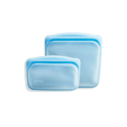Stasher Premium Silicone Reusable Food Storage Bags, 2-Pack, Clear, Multi-Use Food Storage Bags, Lunch Bag, Travel Containers, BPA Free, Leak-free, Dishwasher-Safe, Eco-friendly
