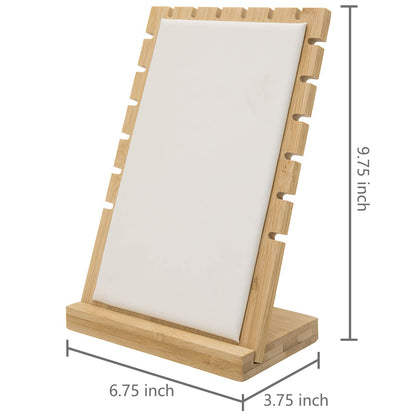 MyGift necklace display standMyGift 2-Pack Bamboo Jewelry Display Stands with PU Panel & Multi-Rung Design – Detachable Bases, Non-Scratch Surface jewelry display for vendors,