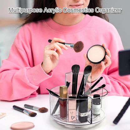 YOFANNER Rotating Acrylic Pen Holder, Clear Pencil Holder for Desk, 360 Degree Rotating Makeup Brush Holder and Storage Organizer, Modern Desk Organizer for School, Home and Office.