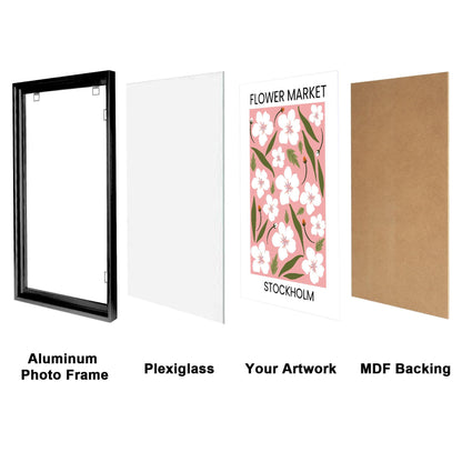 Podronale 24x36 Snap Frame Black Poster Frames Set of 2 Front-loading Frame Metal Click Frame,Coating Aluminum Profile with High Definition Plexiglass
