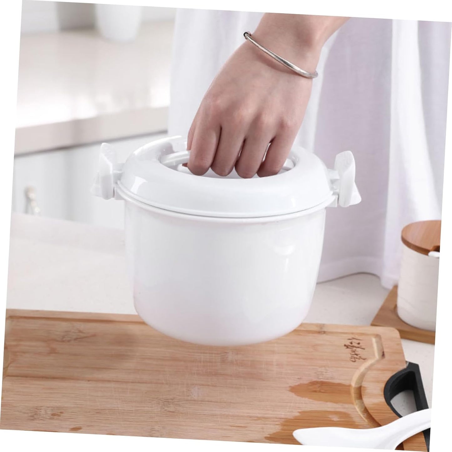 Microwave Rice Cooker and Food Storage Bowl with Lid, Microwave Rice Cooking and Steamer Basket