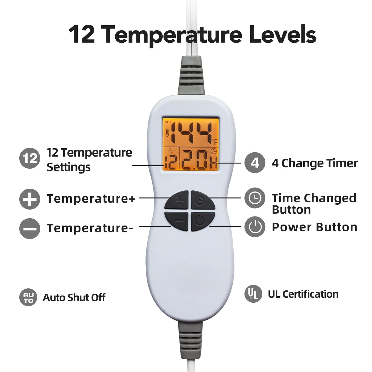 Ambershine 17''x33'' XXXL King Size Heating Pad with 12 Temperature Settings & 4 Auto-Off Countdown Timers, Pain Relief for Back/Neck/Shoulders/Abdomen/Legs, Christmas Gifts for mom dad (Dark Gray)