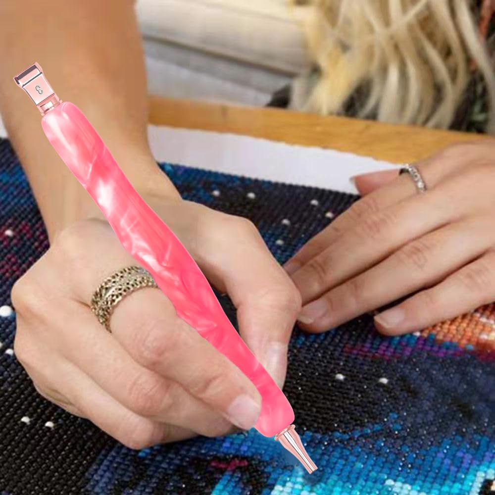 Praise V Do Diamond Painting Art Drill Pen Kit with Screw Stainless Steel Rose Metal Tip Nibs Placers Roller Tool Accessories, Diamond Art Pen for 5D Diamond Paint Bead Dot NeonPink