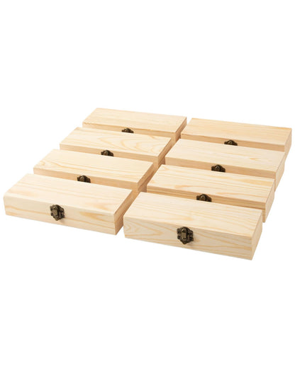 Xhqsulsclac 8PCS Wooden Storage Box Unfinished Wooden Small Box 8.2X2.6X1.6 Inch Souvenir Storage Box DIY Handmade Wooden Box
