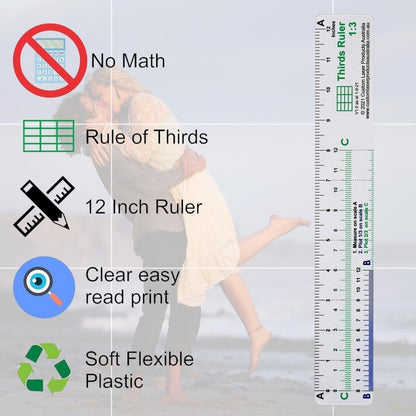 CLPA No-Math Ruler Set — Three 12" Flexible Clear PETG Rulers | Fibonacci, Halving and Doubling and Rule of Thirds | Drawing and Drafting | Made in Australia