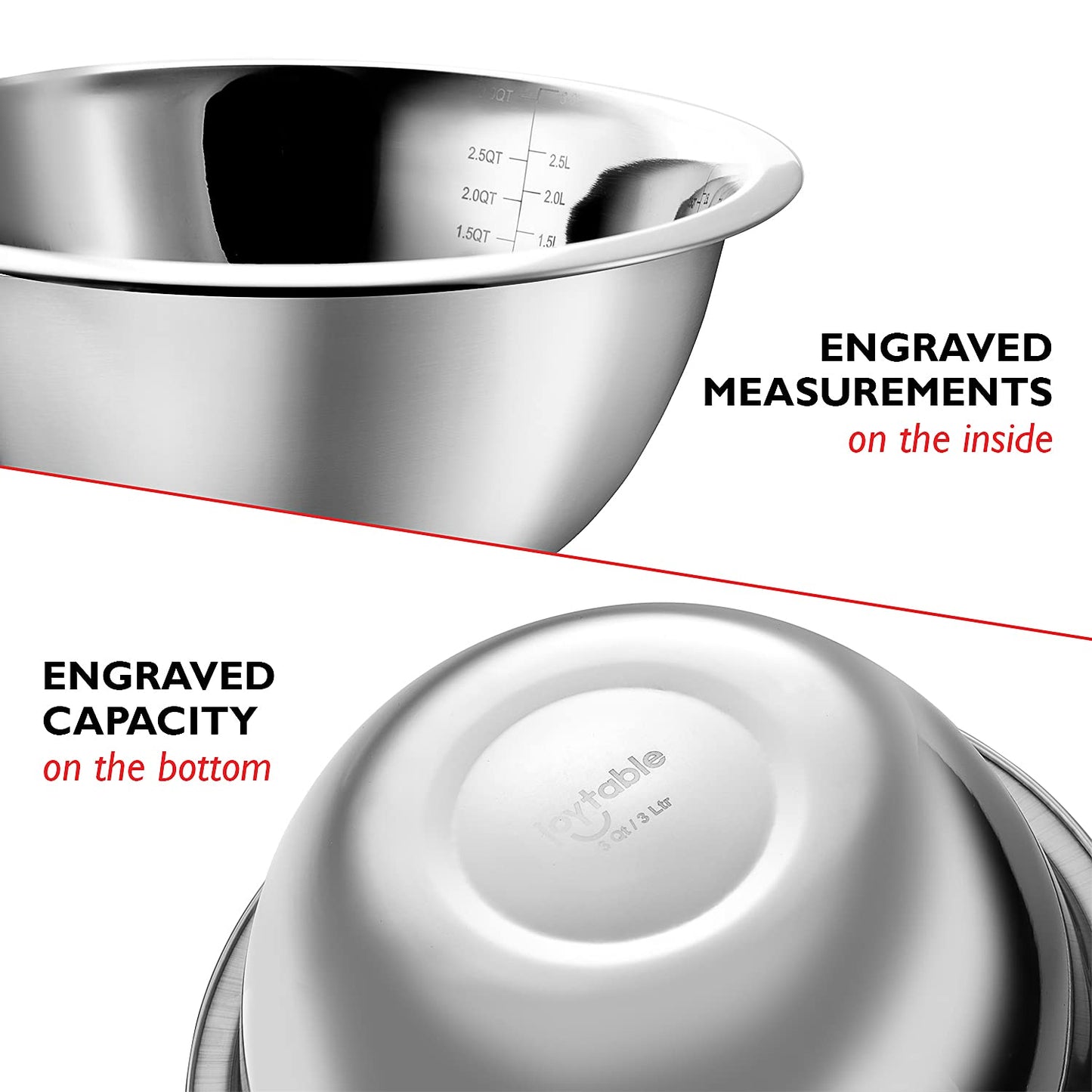 EATEX Stainless Steel Mixing Bowls with Measuring Cups & Spoons Set of 14 - Dishwasher Safe Nesting Mixing Bowl Set for Cooking, Baking & Meal Prep Non-Slip Premium Bowls