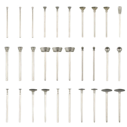 Orialvenka 30Pcs Diamond Grinding Bit Polishing Kit Compatible with Dremel Stone Carving Set Diamond Bits 1/8" (2.35mm/3mm) Shank Accessories for Stone Glass Ceramics Carving, Polishing, Grinding