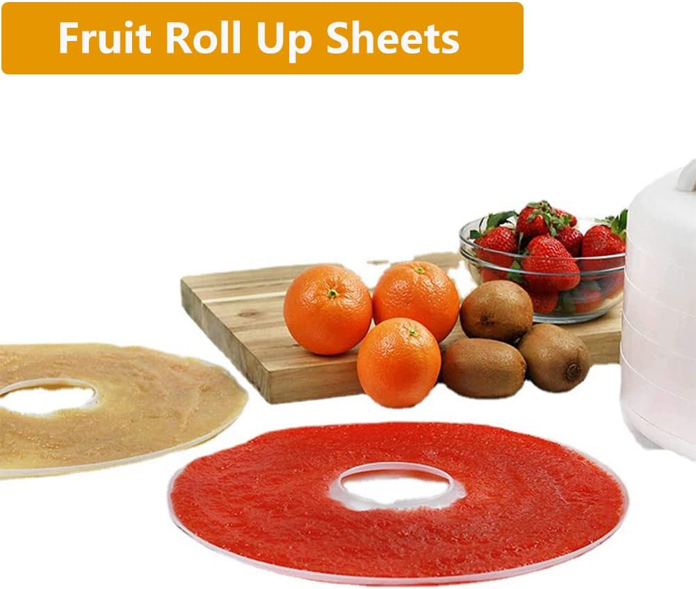 Non-stick Round Fruit Leather Roll Up Tray, Silicone Dehydrator Sheets for Food Machine Dryer, Fruit Roll Sheets