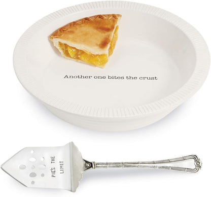 Mud Pie Circa Pie Plate with Server - White/Silver
